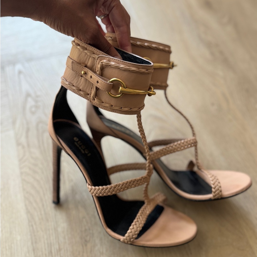 Vintage Gucci Tan Strappy Heels